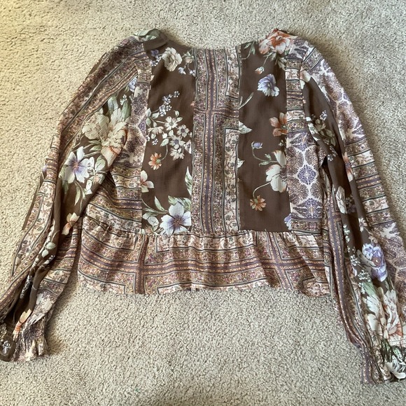 American Eagle Sheer Fairycore Grunge Crop Top with Peasant Sleeve Size Medium - Picture 3 of 10